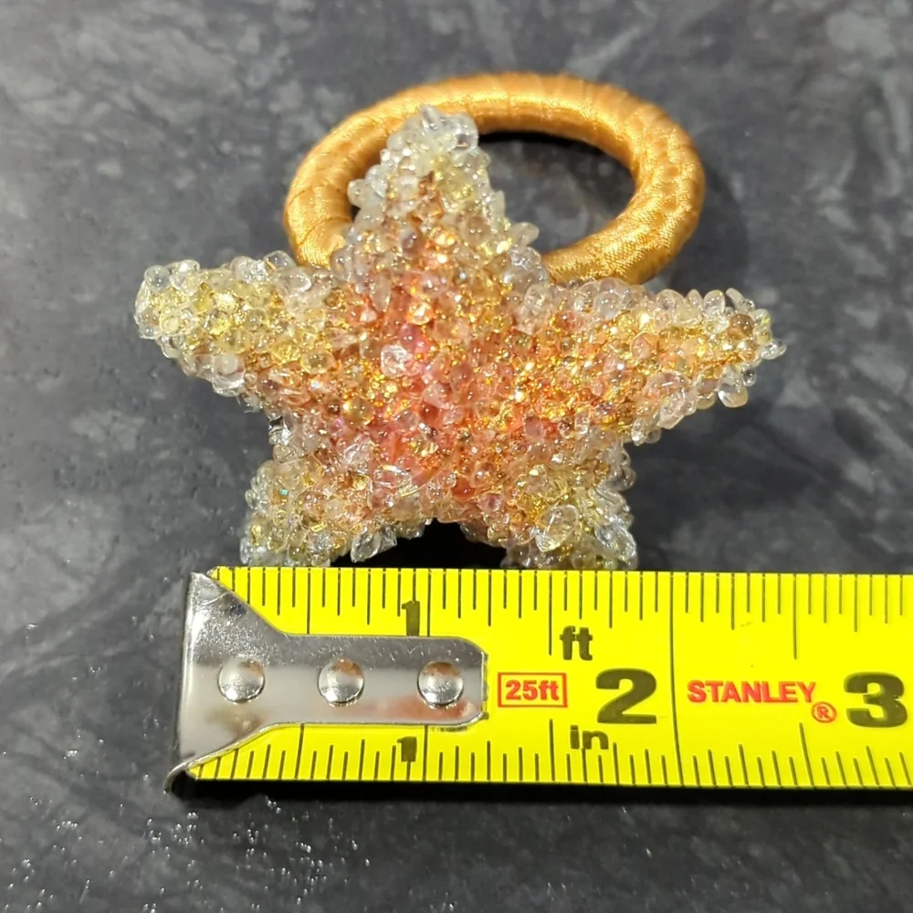 Pier 1 imports 1 Set of 4 Shiny Glittery Starfish Star Shaped Napkin Rings